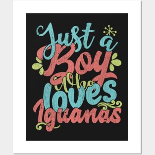 Just A Boy Who Loves Iguanas - Farmers Gift graphic Posters and Art